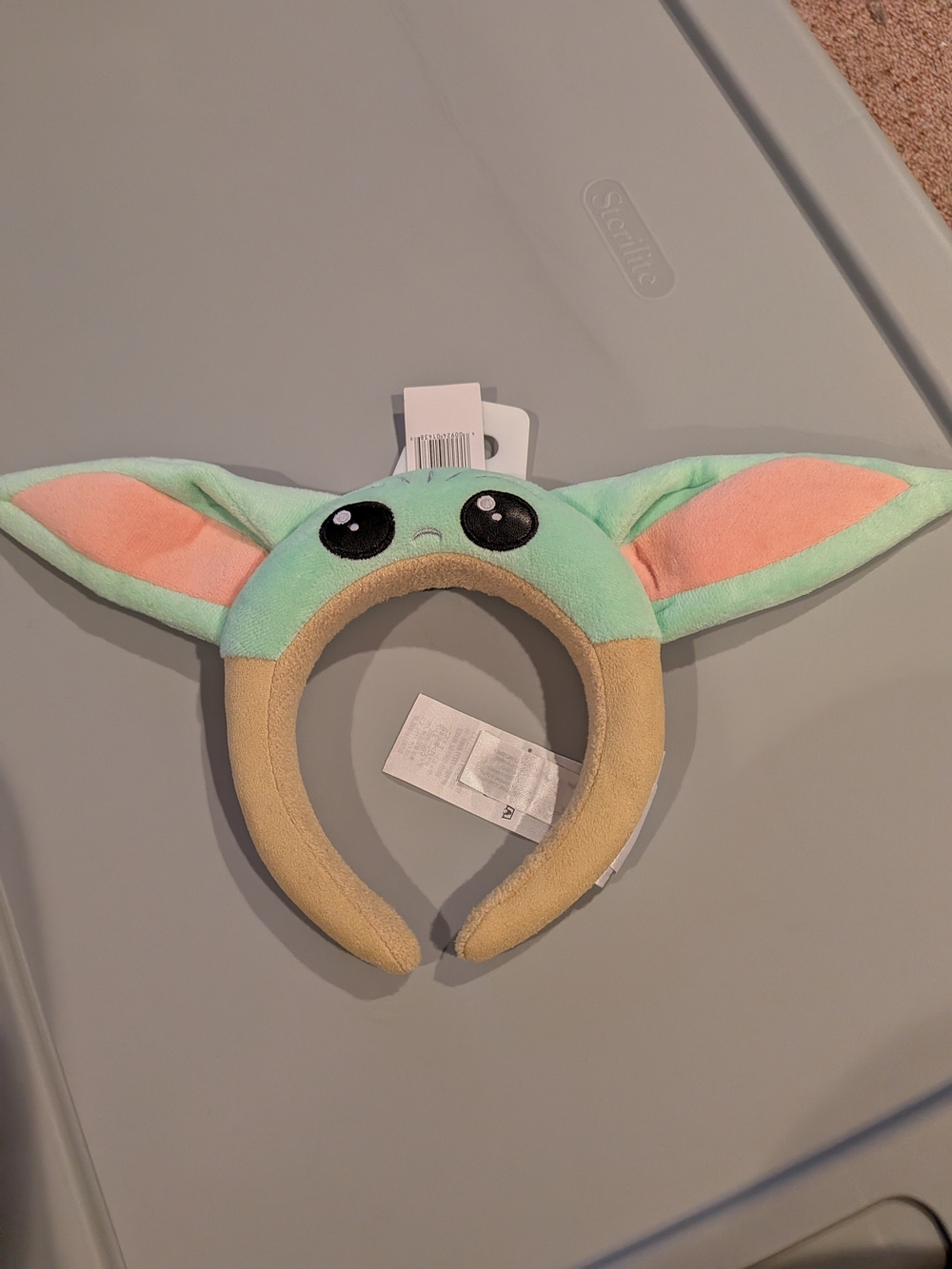 Disney Baby Yoda (Grogu) Plush Ear Headband in Mint Green, Peach and Tan